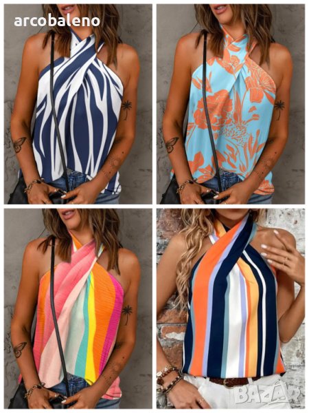 Дамско горнище без ръкави с кросоувър, 4цвята , снимка 1