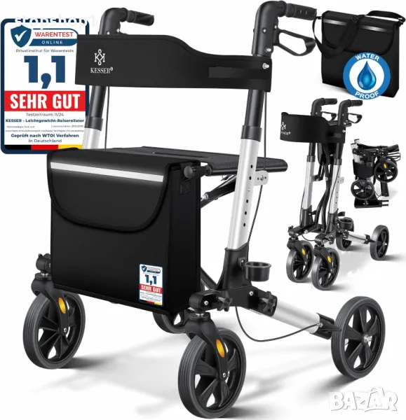 Ролатор за ходене и количка 2 в 1 лека и сгъваема от KESSER, снимка 1