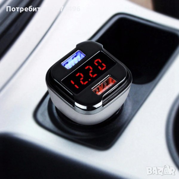  EC5 Волтметър за кола с 2 USB, зарядно за мобилни устройства, снимка 1