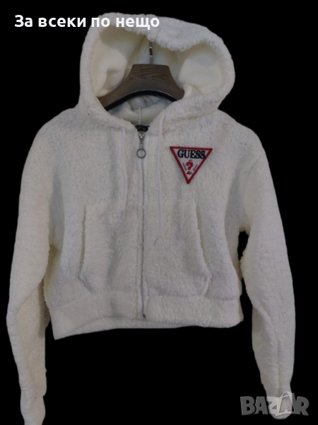 Ликвидация❗️🔥 Guess Дамско Бяло Пухено Горнище Гес Код LFS743, снимка 1