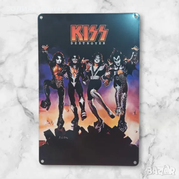 KISS Метална Декорация за Стена 30 х 20 см, снимка 1