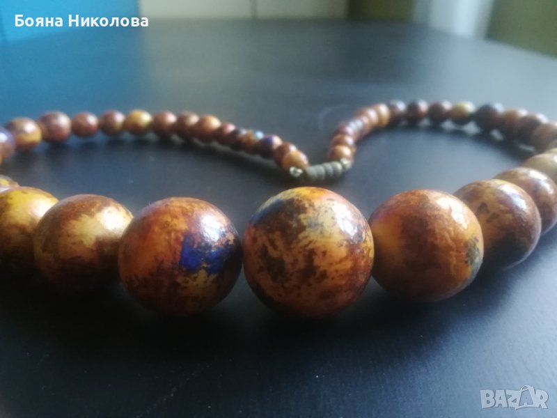 Живописен дървен гердан с топчета, снимка 1