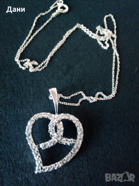 Ново сребърно колие със сърце, снимка 1