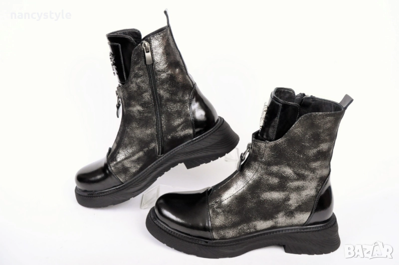 ЗИМА '25'26! Дамски боти от естествена кожа и лак, снимка 1
