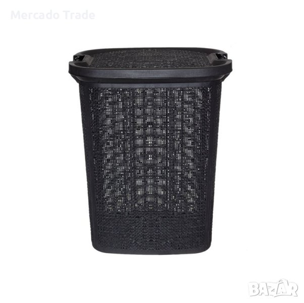 Декоративен кош Mercado Trade, За пране, Пластмаса, Черен, снимка 1