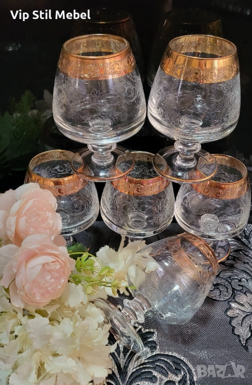 Чаши Murano Medici със златни кантове , снимка 1