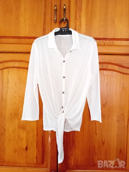 Бяла риза с 3/4 ръкав, снимка 1