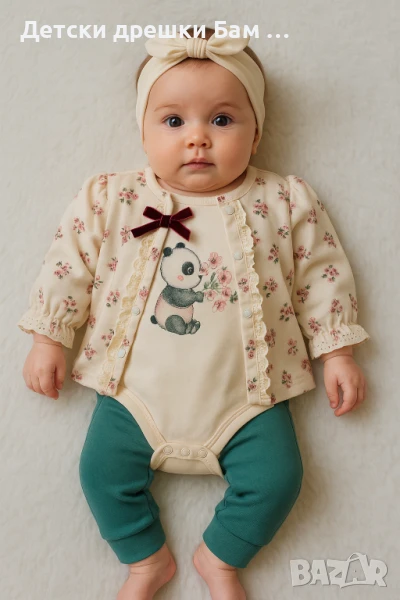 Бебешки комплект Панда от 3 части, снимка 1
