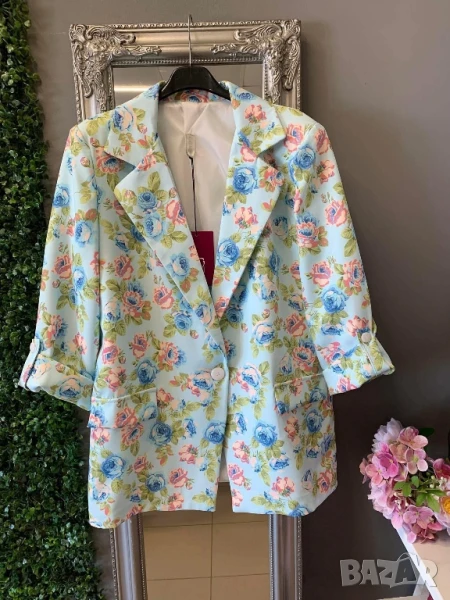 овърсайз сако с флорални мотиви , снимка 1