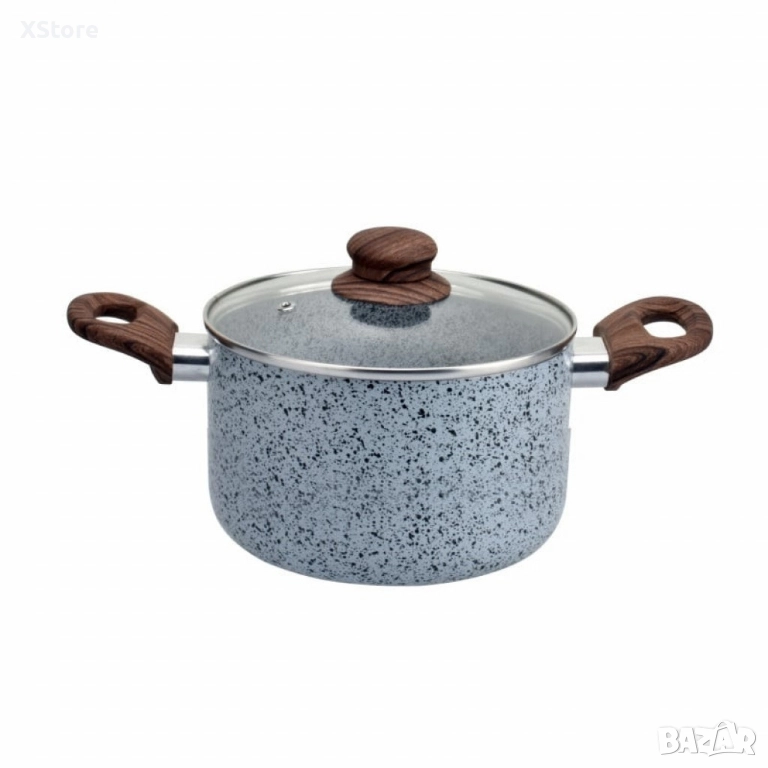 Тенджера Voltz Siena, Дълбока, Мраморно каменно керамично покритие, Светло сив, снимка 1