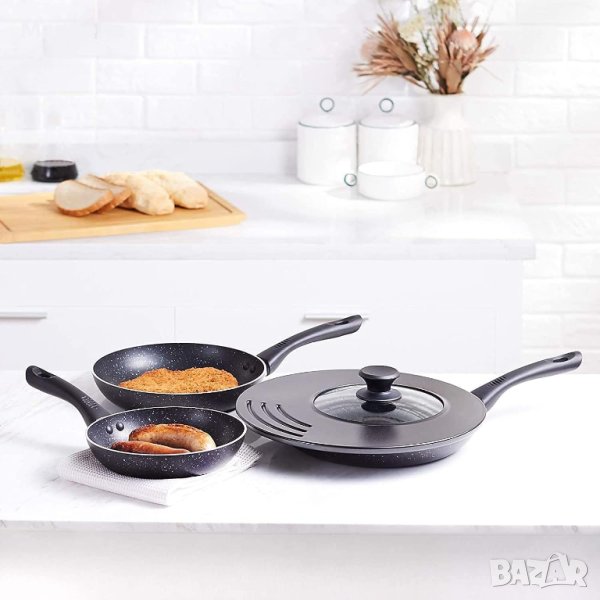 Комплект тигани с незалепващо покритие от 4 части за индукционен котлон , индукционни тигани, снимка 1