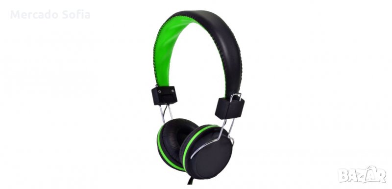 Стерео слушалки, Черно-зелено, снимка 1