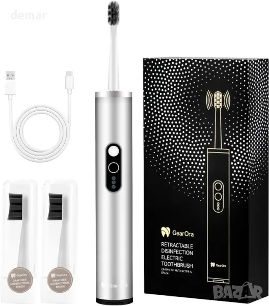 Прибираща се електрическа четка за зъби GearOra, вградена UV дезинфекция, снимка 1