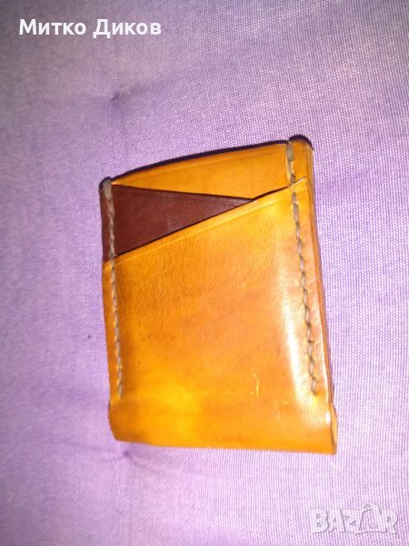 Калъвче дебело за карти документи отлично  -естествена кожа 93х75мм 5 прегради, снимка 1