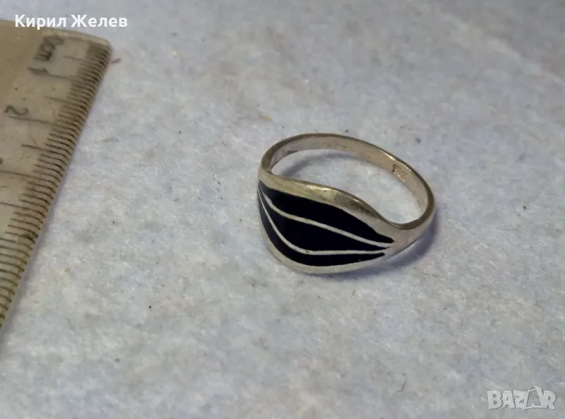 ЕЛЕГАНТЕН ЕМАЙЛИРАН СРЕБЪРЕН ВИНТИДЖ АРТ ПРЪСТЕН СРЕБРО 925 ПРОБА РЪЧНА РАБОТА 48262, снимка 1