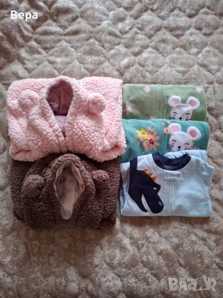 4 бр. плюшени ромпъри (0–3 месеца), снимка 1