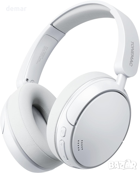 TONEMAC H01 Bluetooth безжични слушалки Hi-Fi стерео, меки Memory Protein наушници, бели, снимка 1