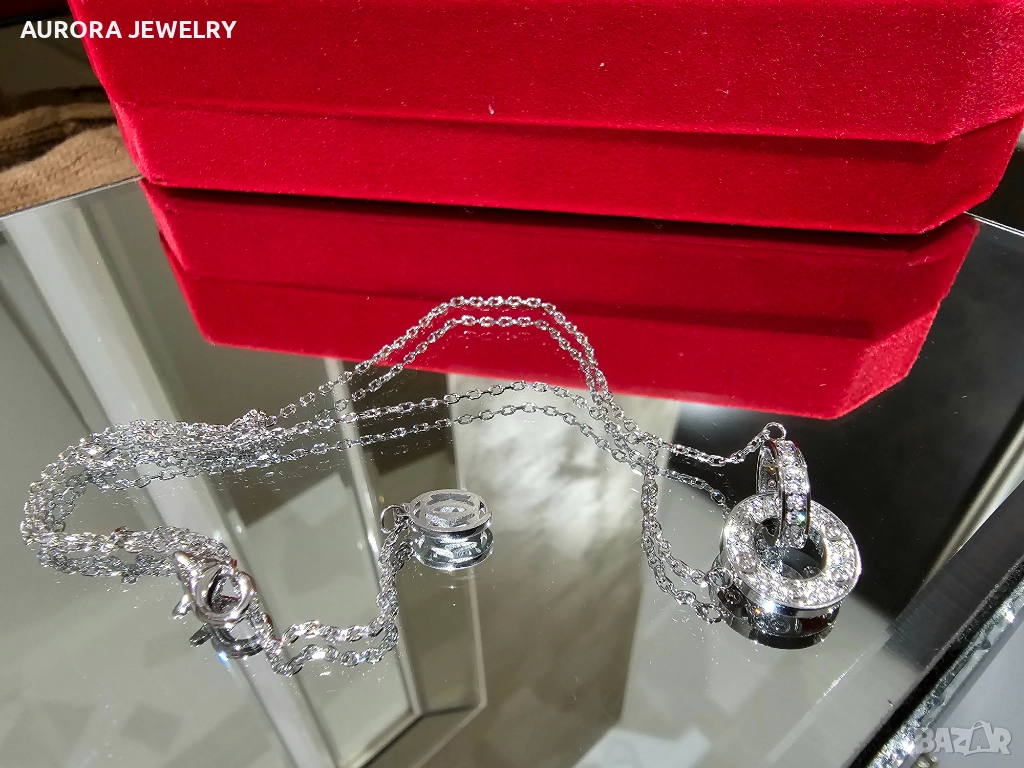 CARTIER Love White Gold Paved Diamonds Chain Дамскo Колие, снимка 1