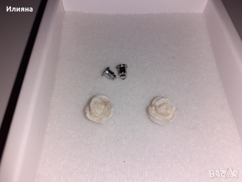 Бели рози обеци, снимка 1