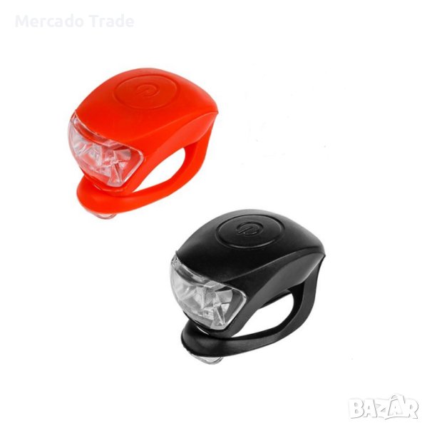 Фарове за велосипед Mercado Trade, Силиконови, Водоустойчиви, Бели, Червени, 2 бр., снимка 1