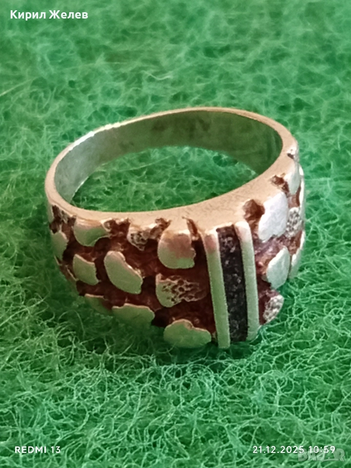 Сребърен пръстен с текстуриран дизайн много красив стилен 28257, снимка 1