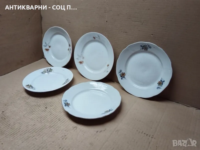 Комплект 5 Броя Стари Български Порцеланови Чиний, Стара Българска Порцеланова Чиния. , снимка 1