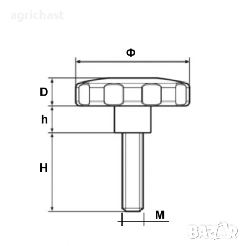 Болт М10 с пластмасова ръкохватка, снимка 3 - Резервни части за машини - 53177642