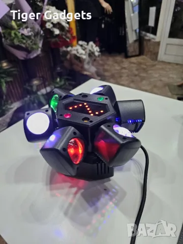80W RGBW LED Beam Moving Head – 6-раменен въртящ сценичен ефект с DMX512 и дистанционно, снимка 3 - Прожектори - 56201096