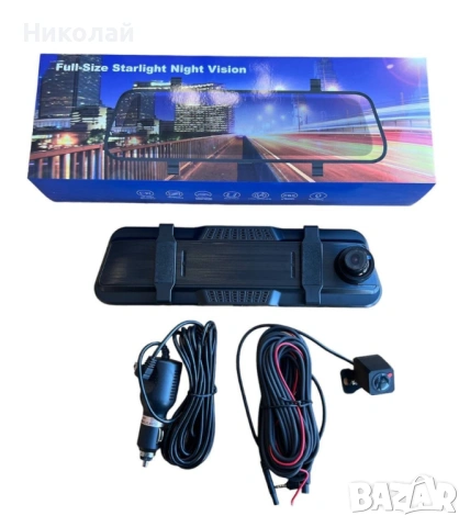 Видеорегистратор – Огледало за автомобил с 10” тъчскрийн и двоен Full HD запис, снимка 3 - Аксесоари и консумативи - 53244608