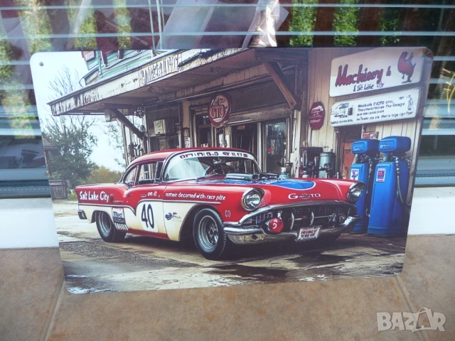 Метална табела кола Американски автомобил ретро спортен надписи красива