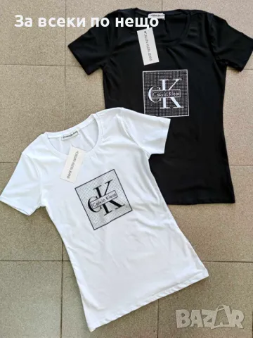 Calvin Klein Дамска Тениска👚Дамска Блуза С Къс Ръкав Квлвин Клайн - Бяла И Черна Код A440