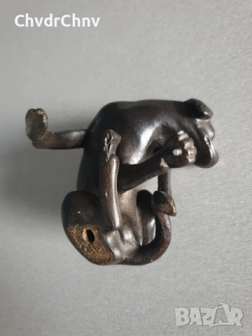 малка чугунена статуетка 8см-1кг/стара метална желязна фигура на куче, снимка 6 - Статуетки - 53691731