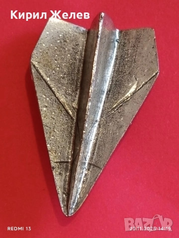 ВИСУЛКА САМОЛЕТ АВТОРСКО БИЖУ МЕТАЛНО СРЕБРИСТ ЦВЯТ 52165, снимка 3 - Колиета, медальони, синджири - 52502506