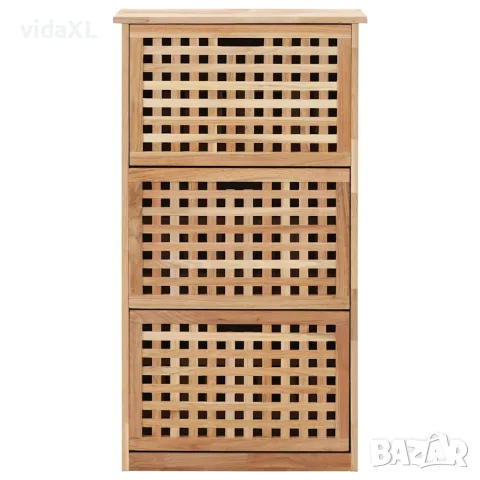 vidaXL Шкаф за съхранение на обувки, 55x20x104 cм, орехово дърво масив, снимка 2 - Шкафове - 56146467
