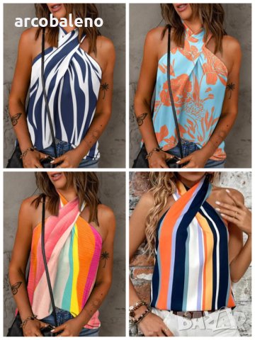 Дамско горнище без ръкави с кросоувър, 4цвята 