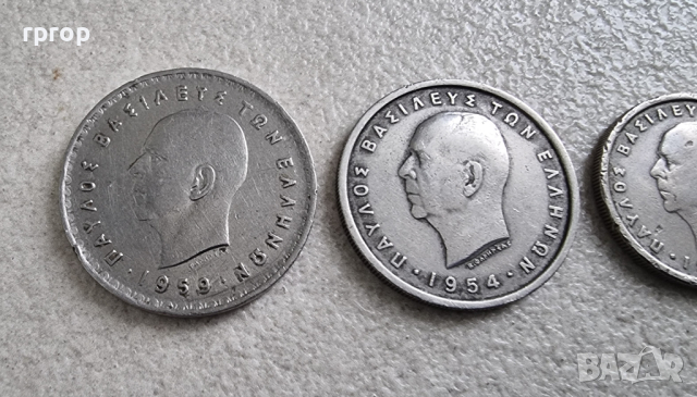  Гърция. 20,50 лепта. 1,2, 5, 10 драхми .6 бройки. По стара и рядка емисия., снимка 6 - Нумизматика и бонистика - 44549990