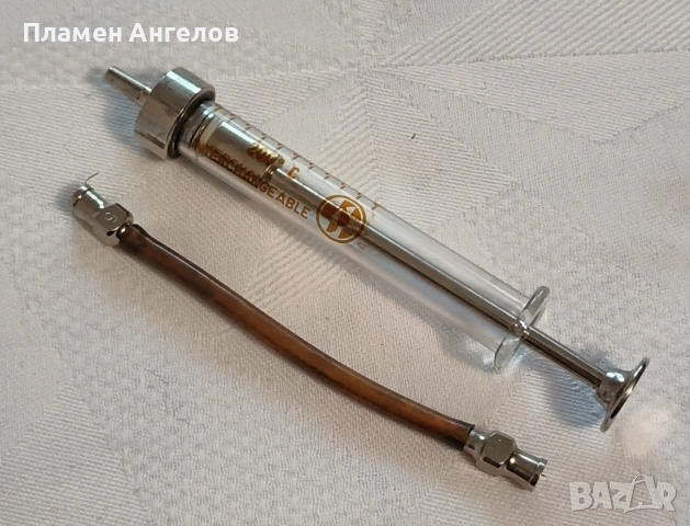 Ретро нова стъклена спринцовка, снимка 5 - Антикварни и старинни предмети - 53516370