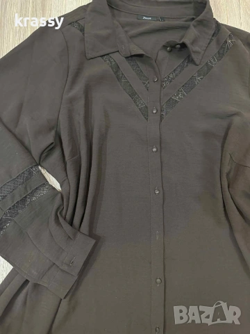 Страхотна голяма дамска туника/рокля тип риза с дантела (размер 3ХЛ), снимка 2 - Рокли - 53184443