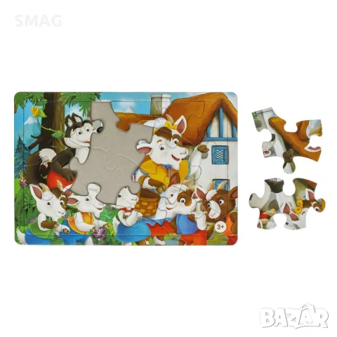 Пъзел Вълкът и седемте козлета (15 части) S_1227139, снимка 2 - Игри и пъзели - 49027848