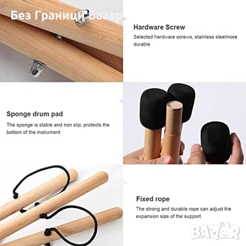 Нова Здрава дървена стойка за перкусионен барабан Handpan с трипод основа, снимка 3 - Други - 53834946