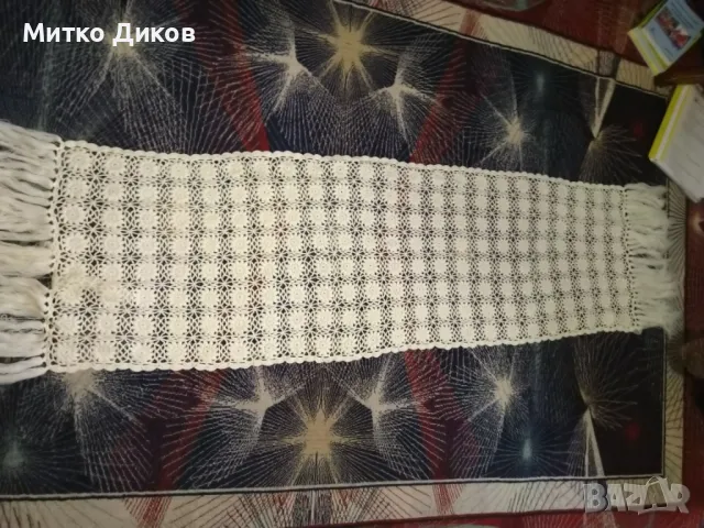 Шал плетен на една кука нов 186 см с ресните -те са по 17см