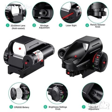 Тактически бързомер мерник с лазерен прицел за еърсофт въздушна пушка пистолет оръжие бързомерец, снимка 5 - Оборудване и аксесоари за оръжия - 51204422