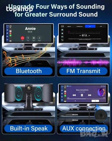 12” уредба за кола Тъч скрийн MP3 Предна 2.5K и задна камера, 64GB, Bluetooth Apple/Android. GPS, снимка 5 - Аксесоари и консумативи - 50493298