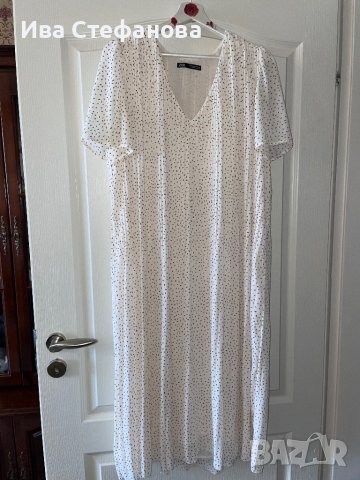 Елегантна нова романтична плисирана дълга нежна бяла рокля Zara , снимка 10 - Рокли - 40210139