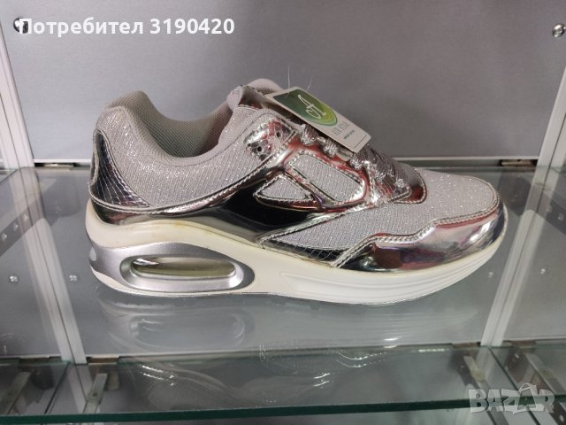 Сребърна дамска модерна маратонка, снимка 5 - Маратонки - 42078477