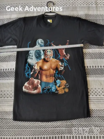 WWE Rey Mysterio Мъжка Черна Keч Тениска Размер S Къс Ръкав, снимка 4 - Тениски - 50099077