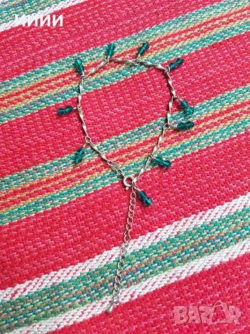 Сребърна гривна верижка с камъчета, снимка 2 - Гривни - 52301827