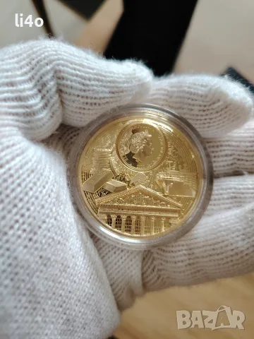 Сребърна монета с масивна позлата 24 каратово златно покритие 2oz Proof 62.2 гр, снимка 2 - Нумизматика и бонистика - 55815025