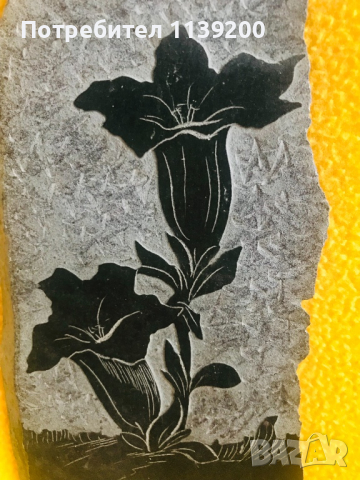 Френска винтидж декорация за стена гранитна плочка две черни цветя, снимка 4 - Пана - 36170671