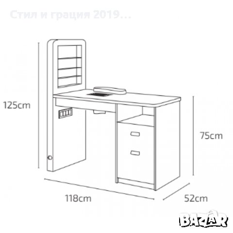 Маса за маникюр с прахоуловител и мострен LED изложител за лакове Marion 118 х 52 х 75/125 - 30W, снимка 8 - Педикюр и маникюр - 44193607